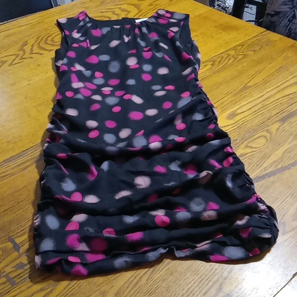 Diane Von Furstenburg  Womens 4 Dress BLACK PINK Used Preowned Sleeveless Dots
